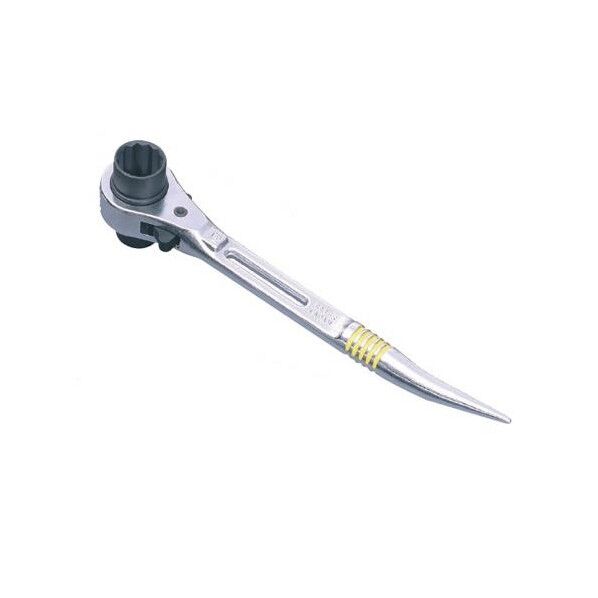 17x19mm/240mm 両口ラチェットレンチ(曲リシノ付/ショート