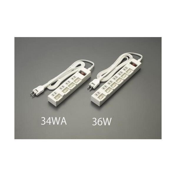 エスコ(esco) AC125V/15Ax 2m タップ(4口・個別・集中SW/白) EA815GM-34WA