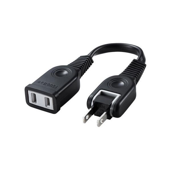 ※法人専用品※エスコ AC125V/15Ax0.1m 延長コード(スイングプラグ/黒) EA815GA-91 1個