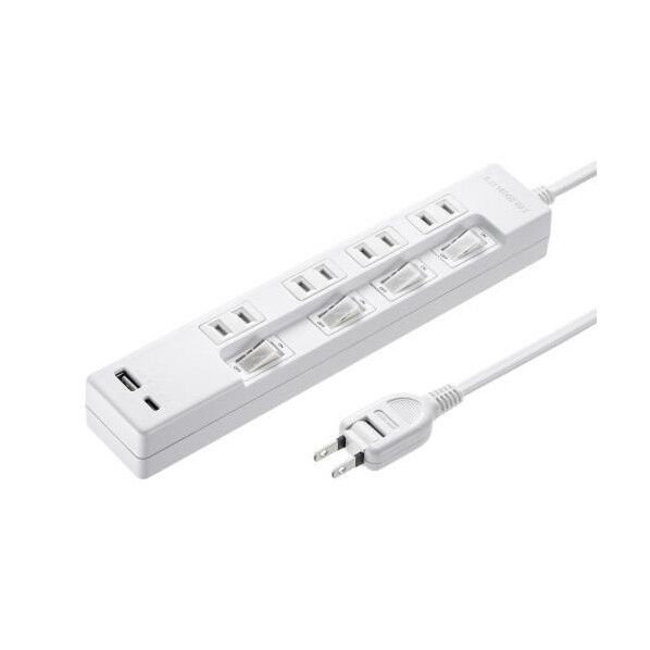 AC125V/14A タッフﾟ(USB充電ホﾟート付/個別スイッチ)