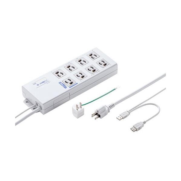 125V/15Ax2m USB連動タップ(8口/BOX型)