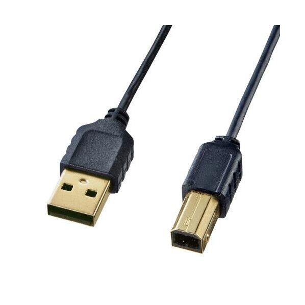 ※法人専用品※エスコ USBケーブル(A-B/2.0対応/極細/黒) 0.5m EA764AJ-111 1個