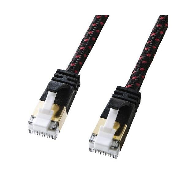※法人専用品※エスコ 1 m LANケーブル(CAT7/スリムメッシュケーブル) EA764BA-110R 1個