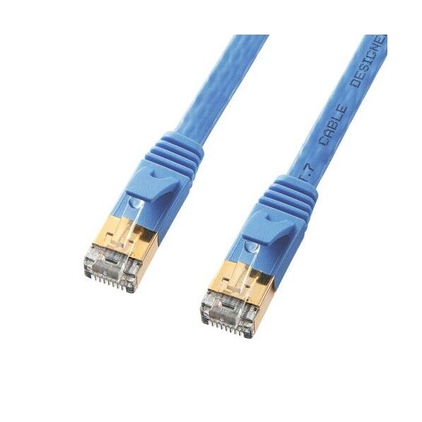 ※法人専用品※エスコ 1 m フラットLANケーブル(CAT7/ブルー) EA764BB-148 1個