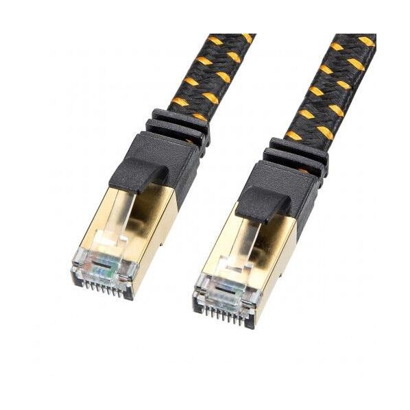 1 m フラットLANケーブル(CAT8/メッシュ/ブラック) EA764BB-482 1本