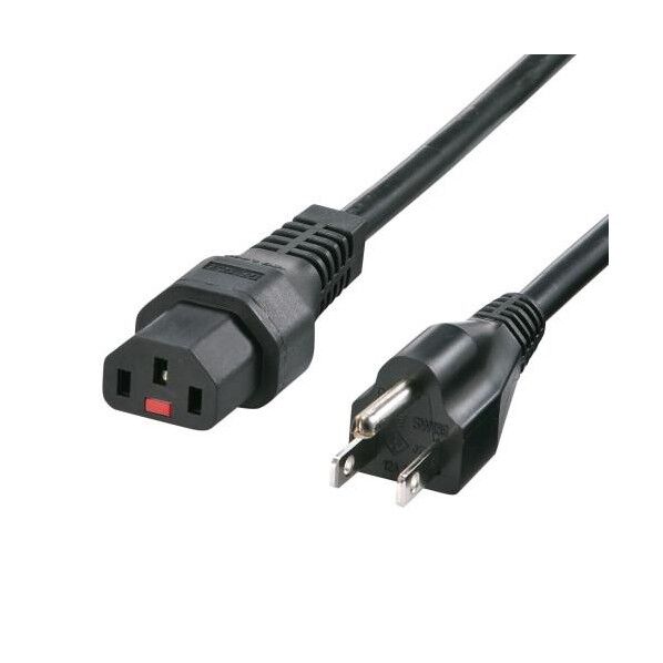 125V/12Ax1m 電源コートﾞ(コンセント-PC接続/抜止黒