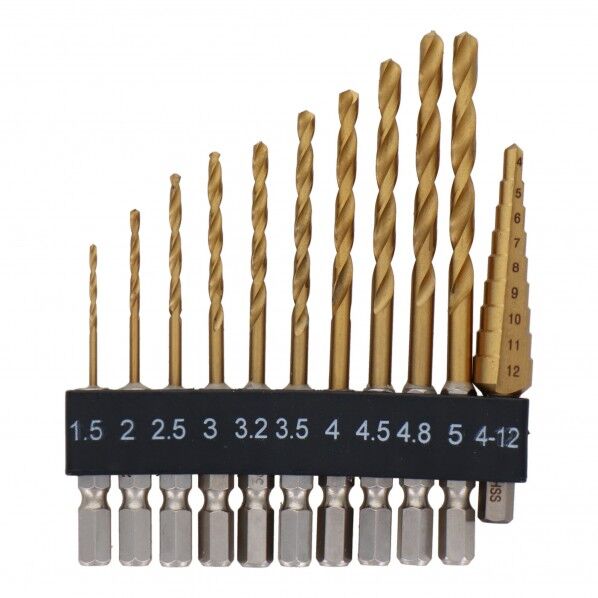 11Pcs6角軸チタンコーティングドリル＆ステップビット #DC4A 1点