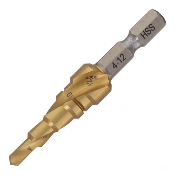 スパイラル式チタンコーティングステップドリル ハイス鋼材 5段 STP-1 1点