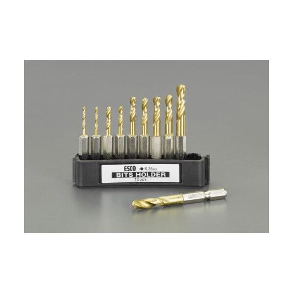 エスコ(esco) 2.0-6.0mm 10本組六角軸ショートドリルセット EA824DF...