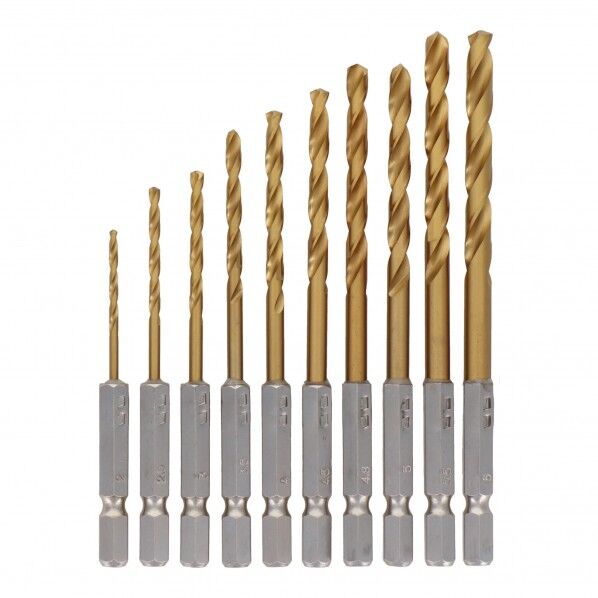 CUSTOM KOBO 10本組六角軸HSS鋼チタンドリル刃セット 13-722 1点