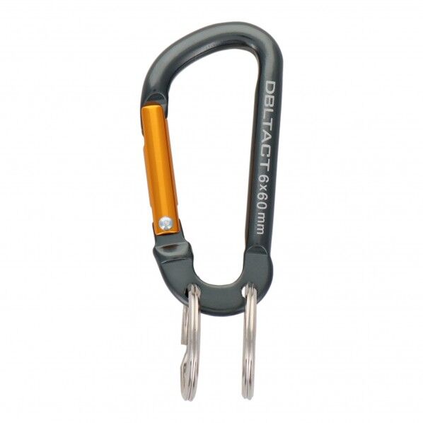 DBLTACT アルミカラビナ キーリング付 2連 ガンメタXゴールド 6mm DT-AKT-361 1点