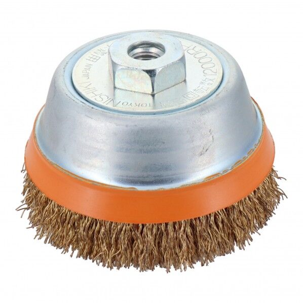建工快速 カップワイヤーブラシ 鋼線メッキ スカート付 75mm KCB-75KS 1ヶ