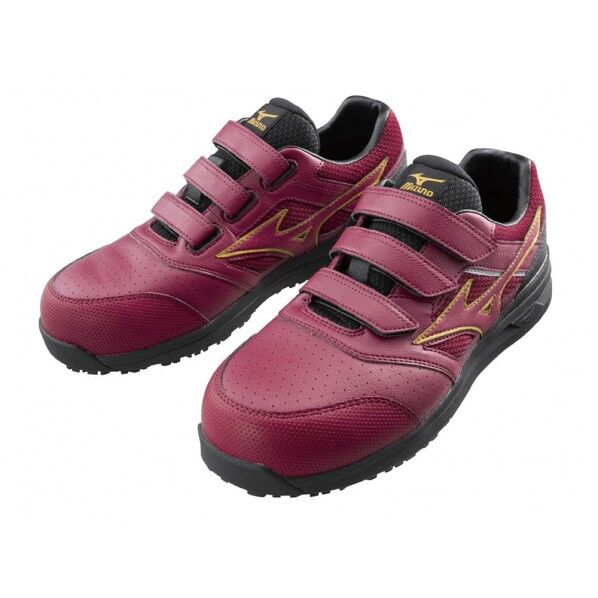 安全作業靴 ワインレッド×ゴールド