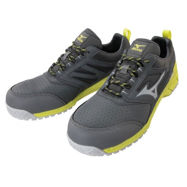 安全作業靴 ダークグレー×グレー×イエロ