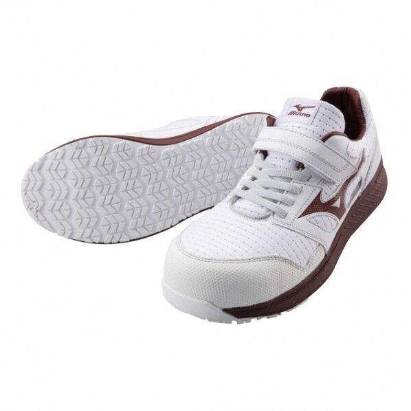 安全作業靴 ホワイト×ワインレッド