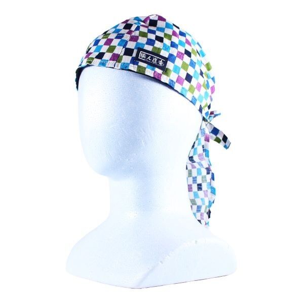 バンダナキャップ豆和柄 市松藍浅葱