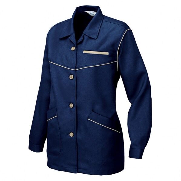 ベスト裏綿 レディース長袖スモック 008ネイビー L 817 1点