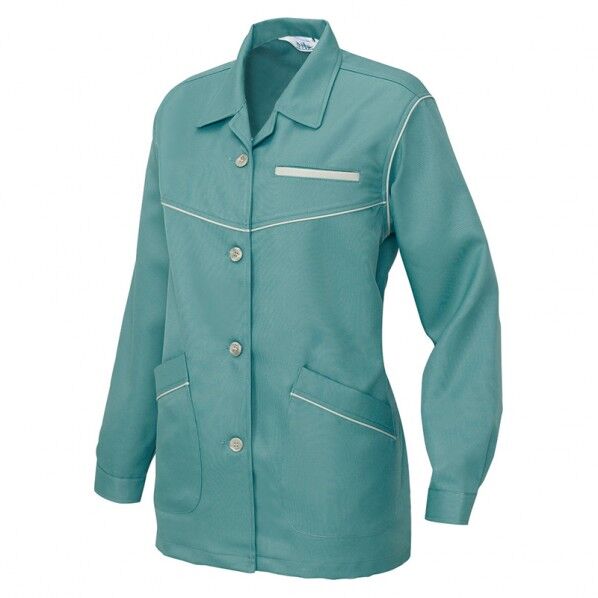 ベスト裏綿 レディース長袖スモック 027ターコイズ S 817 1点