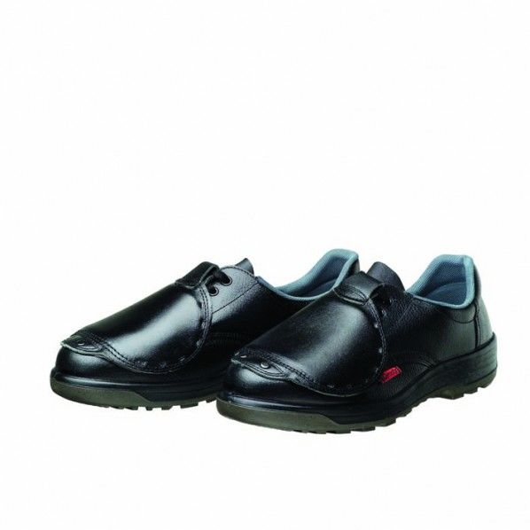 甲プロ付ヒモ式安全靴 PU二層底 耐滑 衝撃吸収 ブラック 23.5cm D7001 1足