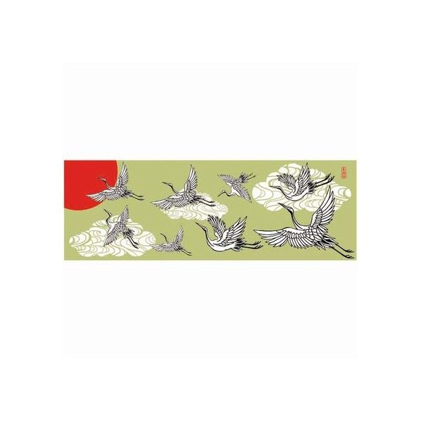 和風 ガーゼロングタオル 鶴 100×34cm TW-120 1個