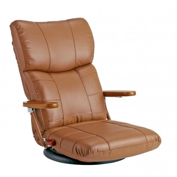 木肘スーパーソフトレザー座椅子 ブラウン YS-C1364 1個