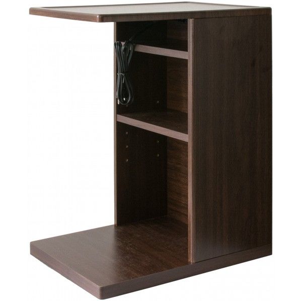 コンセント&キャスター付きソファサイドテーブル ブラウン W30×D40×H55cm ST-550 1台