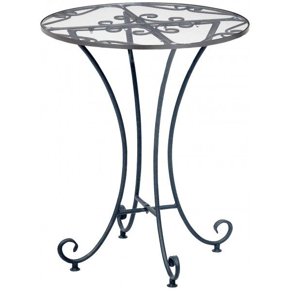 優美な装飾のガラスラウンドテーブル DS-T3241 1個