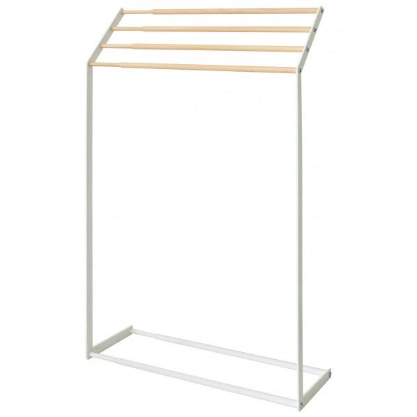 伸縮4本バータオルスタンド ナチュラルバーのホワイト HS-4065 1個