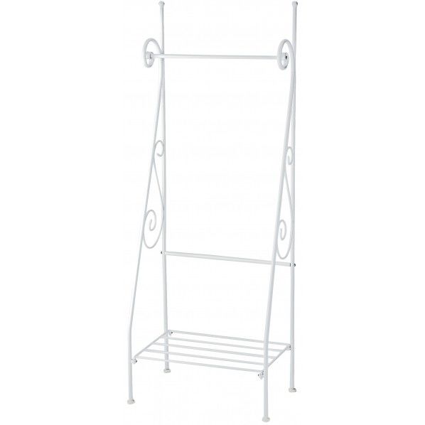 スパニッシュな装飾の棚付きハンガーラック ホワイト DS-HS3225S 1個