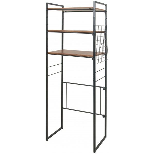 3段可動棚付き伸縮ランドリーラック ブラック SH-X6590 1個