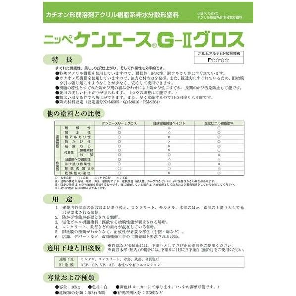 ケンエースGIIグロス 白 16kg 1缶