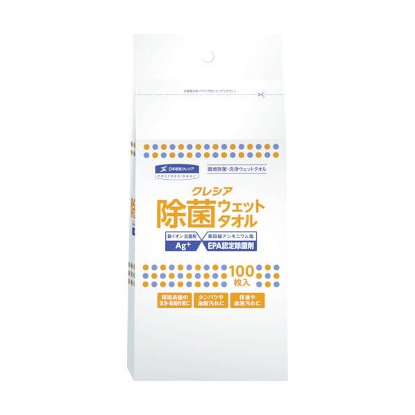 クレシア 除菌 ウェットタオル 詰め替え用 100枚 200 x 100 x 60 mm 64145 100枚