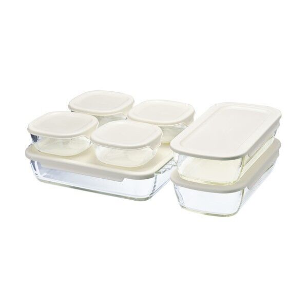スタッキング耐熱ガラスコンテナ･スクエア HKOZ-8002-OW 7個x2セット