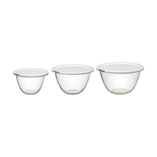 レンジフタ付き耐熱ガラス製ボウル MXPF-4904-W 3個x4セット