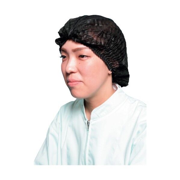 不織布使いきりヘアキャップ ブラック 7045BK 100枚x20箱