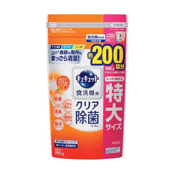 花王 食器洗い乾燥機専用キュキュットクエン酸効果 オレンジオイル配合 つめかえ用 900g 398161 1個×8個