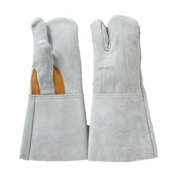 カシワダセイサクジョ 牛床革熔手3本指ハミ出し入り フリー 300HY-BG 1点×10双...