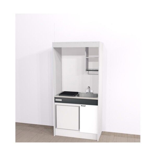 ミニキッチン「KM」(上下セットW900･IH･冷蔵庫･右シンク）