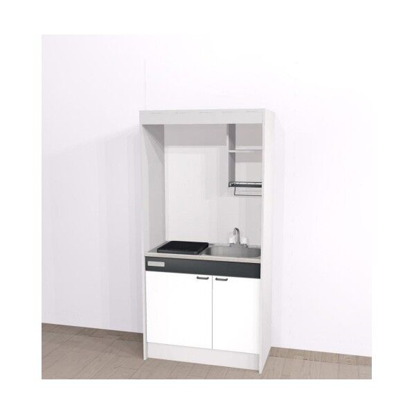 ミニキッチン「KM」(上下セットW900・IH・電気温水器・右シンク)