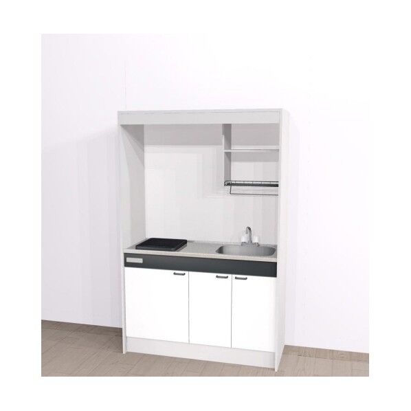 ハウステック ミニキッチン「KM」(上下セットW1200・IH・標準・右シンク) ホワイト KM-1208UR/SS1AWR/SIH 1セット...