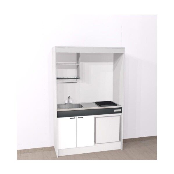 ハウステック ミニキッチン「KM」(上下セットW1200・IH・冷蔵庫・左シンク) ホワイト KM-1208UL/DS1AWL/SIH/AR 1セット...