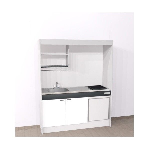 ハウステック ミニキッチン「KM」(上下セットW1500・IH・冷蔵庫・左シンク) ホワイト KM-1508UL/DS1AWL/SIH/AR 1セット...