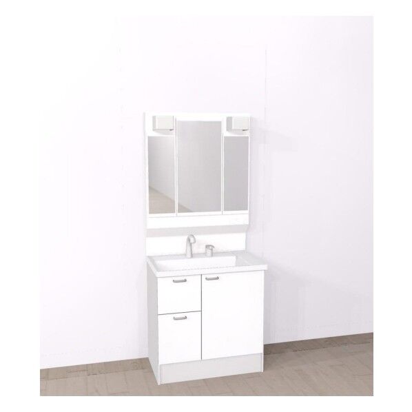 洗面化粧台「HV」(W750・片引扉・3面鏡(ヒーター付))