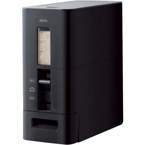 S 計量 米びつ 6kg 15.1×34.2×35.3cm ブラック 1個...