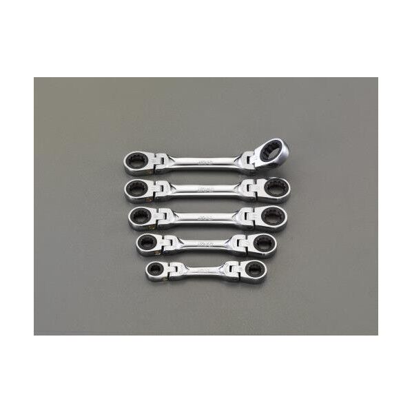 5本組首振型ショートラチェットめがねレンチセット EA602CF 1