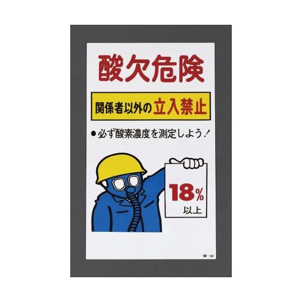 600x300mm酸欠危険標識(プレート)