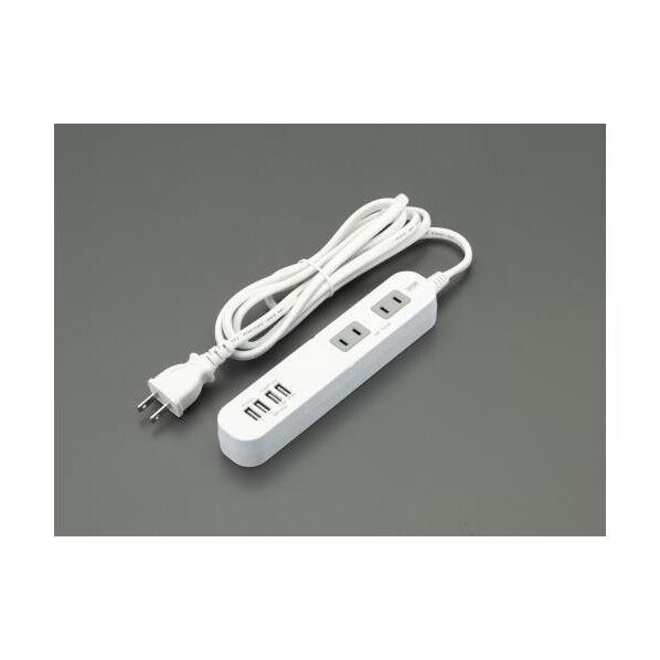 AC125V/15Ax1.8mタップUSBポート付/ホワイト EA815GM-207 1