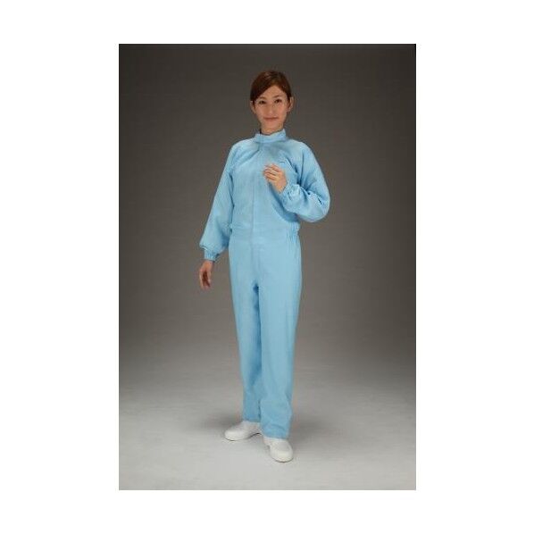クリーンルーム用継ぎ作業服(センターファスナー) LL 青 EA996DD-13