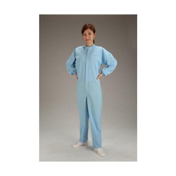 クリーンルーム用清涼継ぎ服(センターファスナー) M 青 EA996DF-1