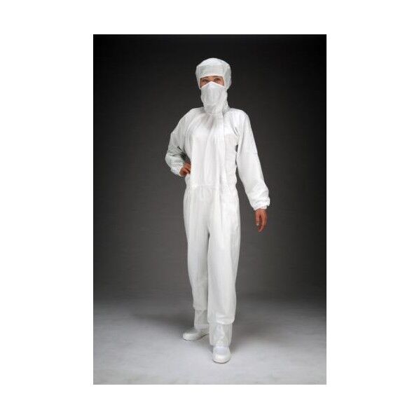 クリーンルーム用フード付継ぎ服(サイドファスナー) M 白 EA996DC-1
